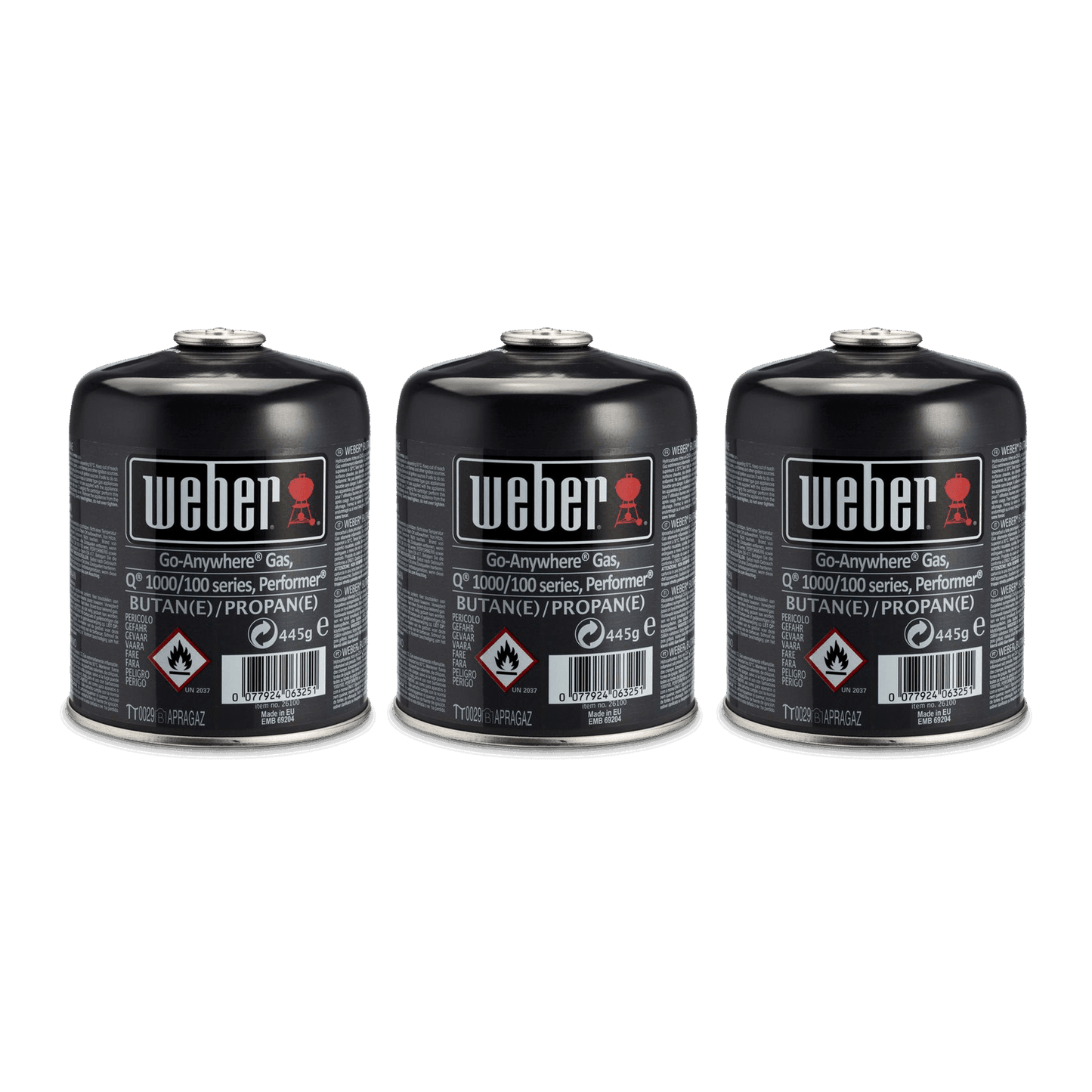 Weber Disposable Gas Cartridge Triple Pack 3 x 445g