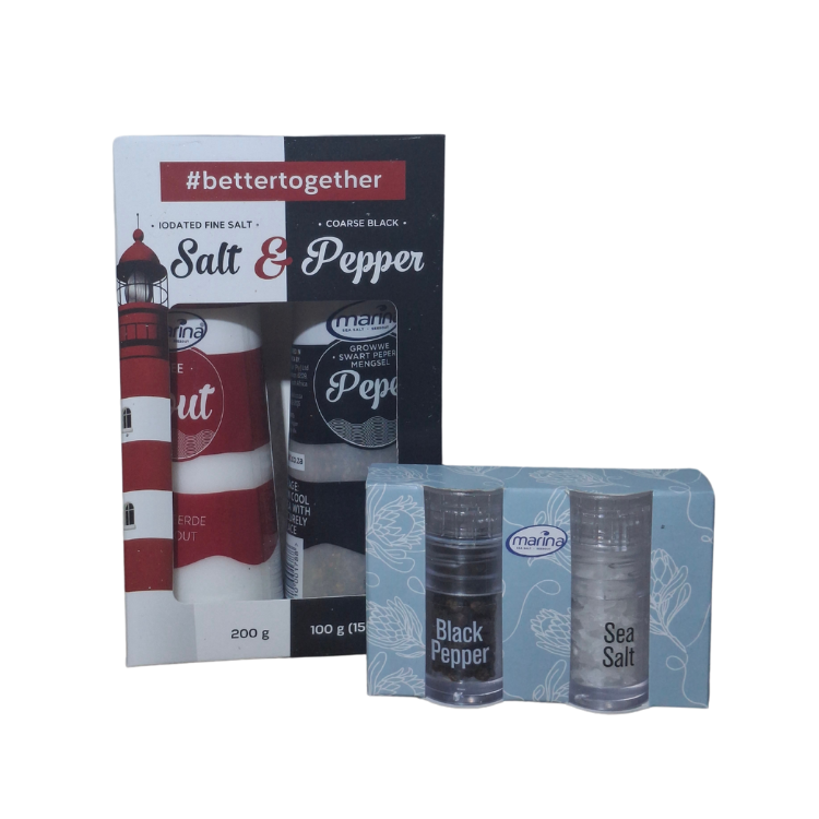 Marina Lighthouse Salt & Pepper Set & Free Mini Sea Salt & Black