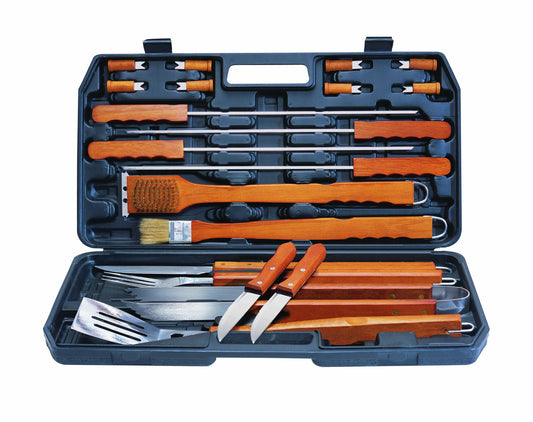 Alva wood Handle Braai Tool Set in a Carry Bag