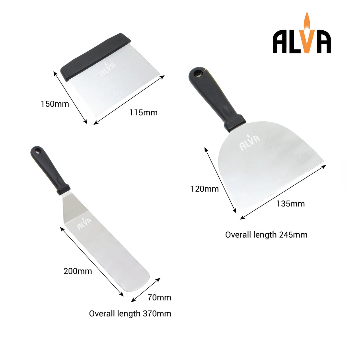 Alva 3-piece griddle tool set