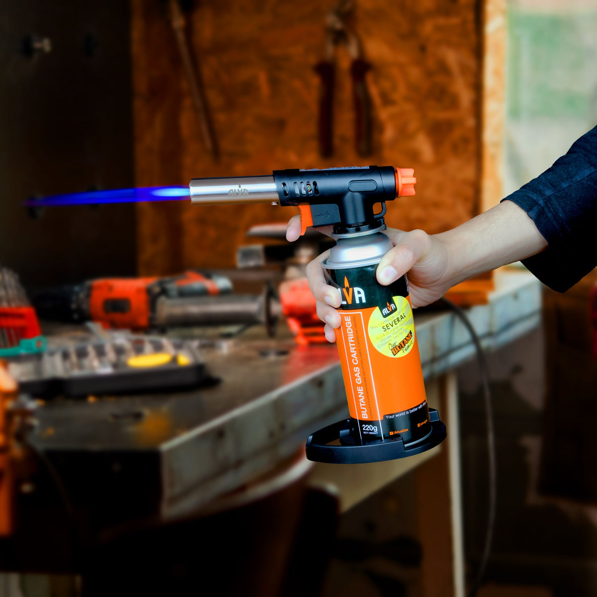 Alva butane canister torch with stand