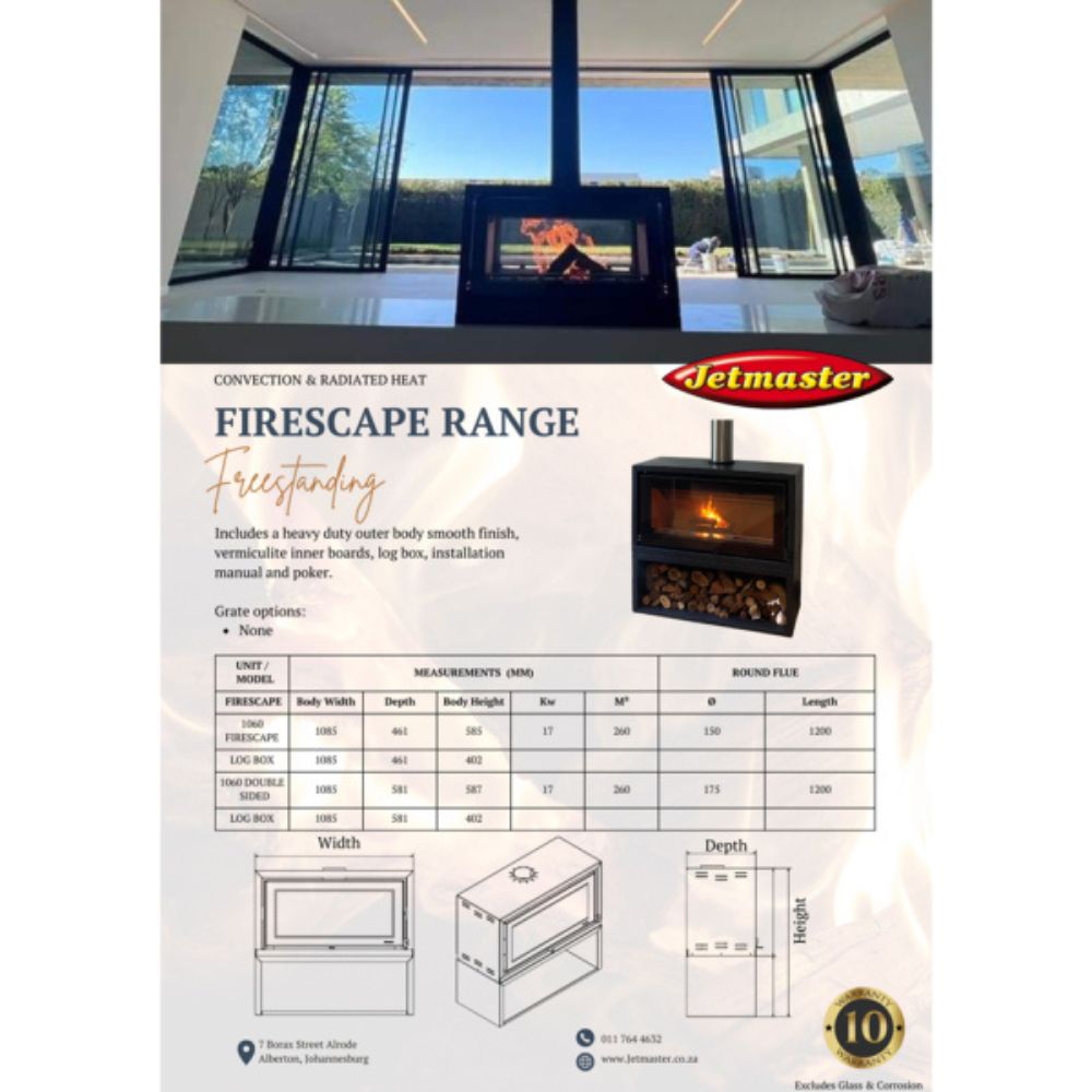 JetMaster Firescape 1060 Vrystaande kaggel