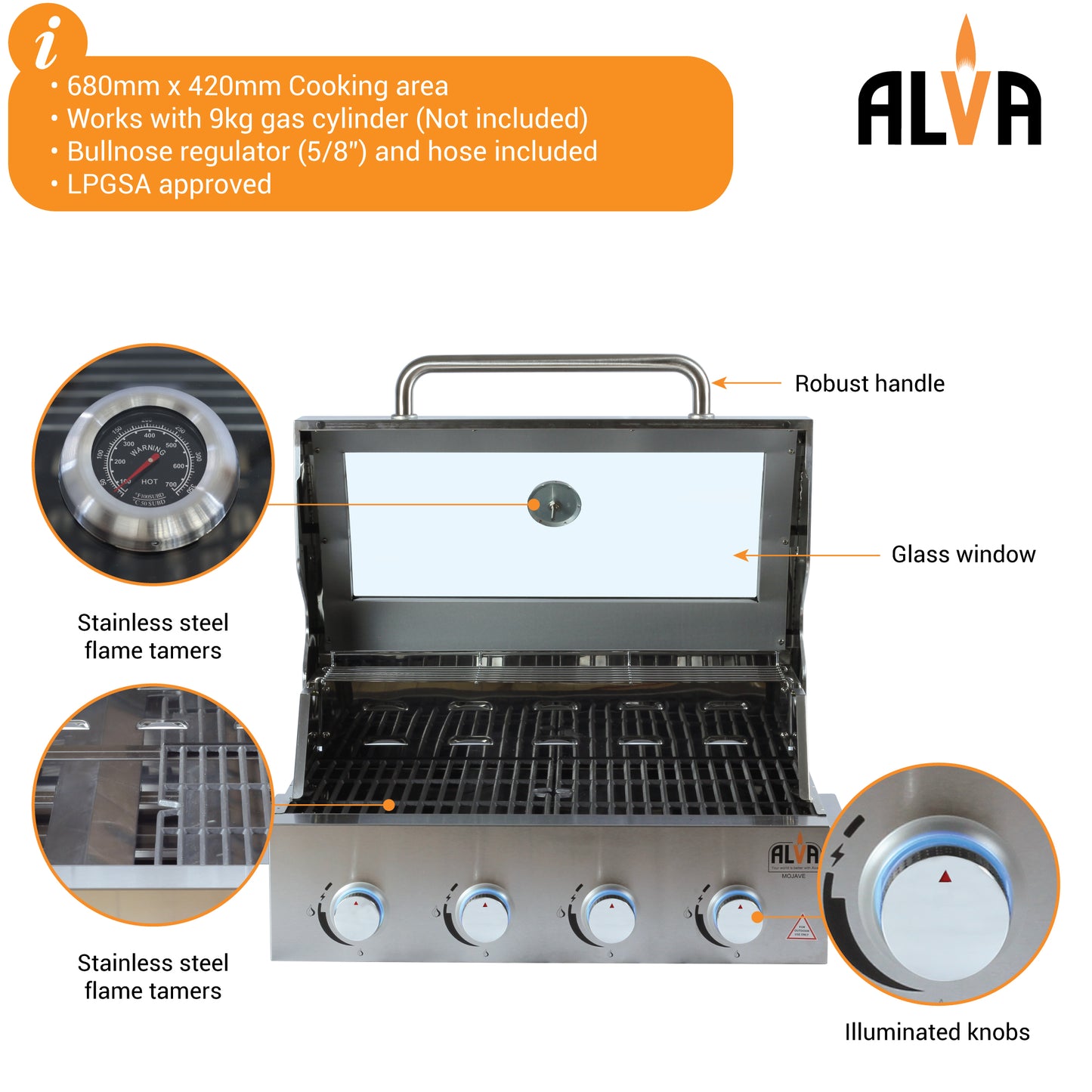 Alva Mojave 4-Burner Drop-In Gas BBQ | GSS4BTT