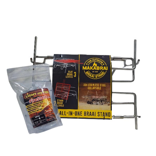 The Ultimate 3-Piece Makabrai Braai Stand With FREE FireStarter Combo