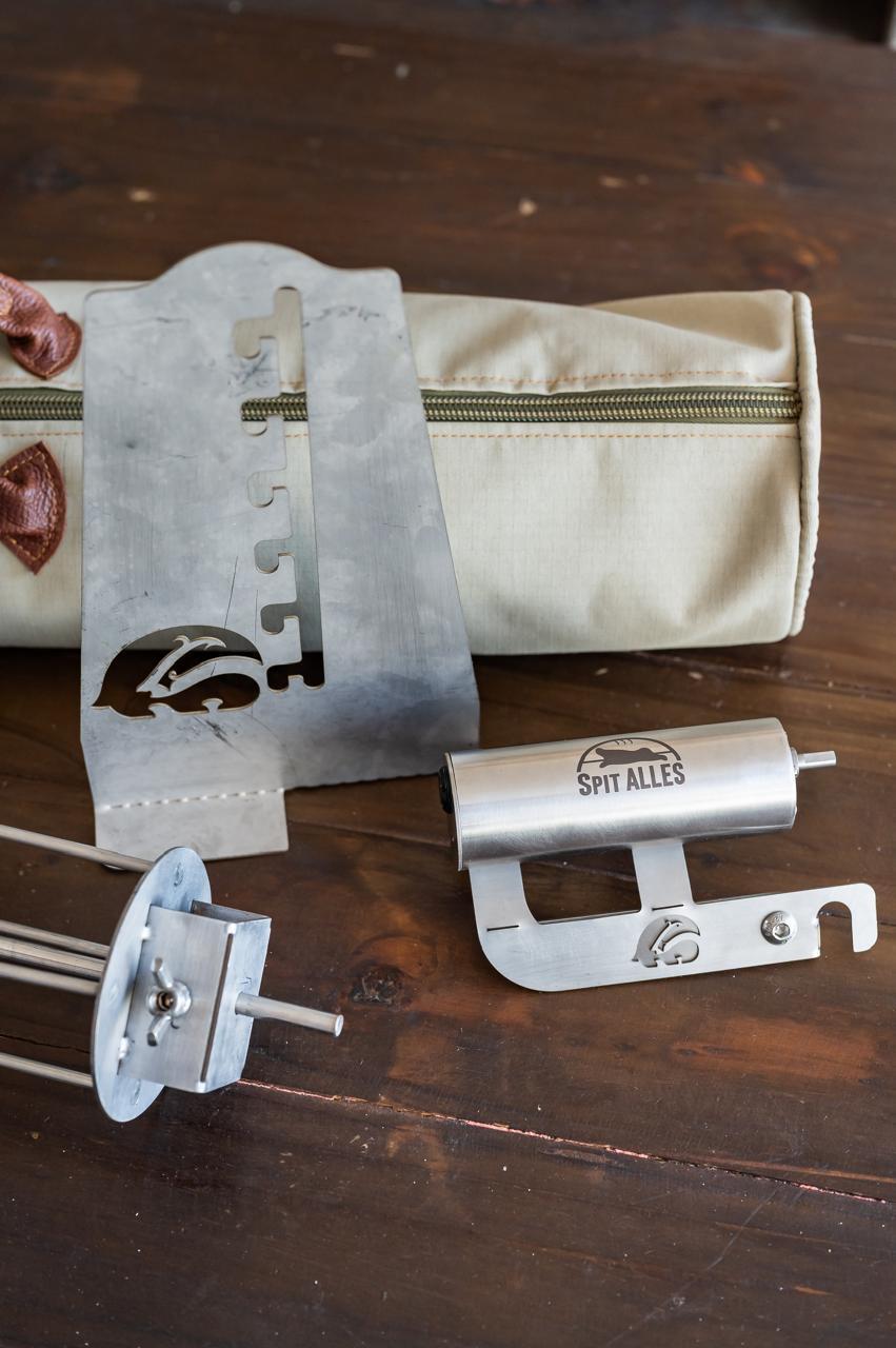 SpitAlles Rotisserie Combo (Includes: Counter Stand, Motor, Fork with Shaft and Canvas Bag)