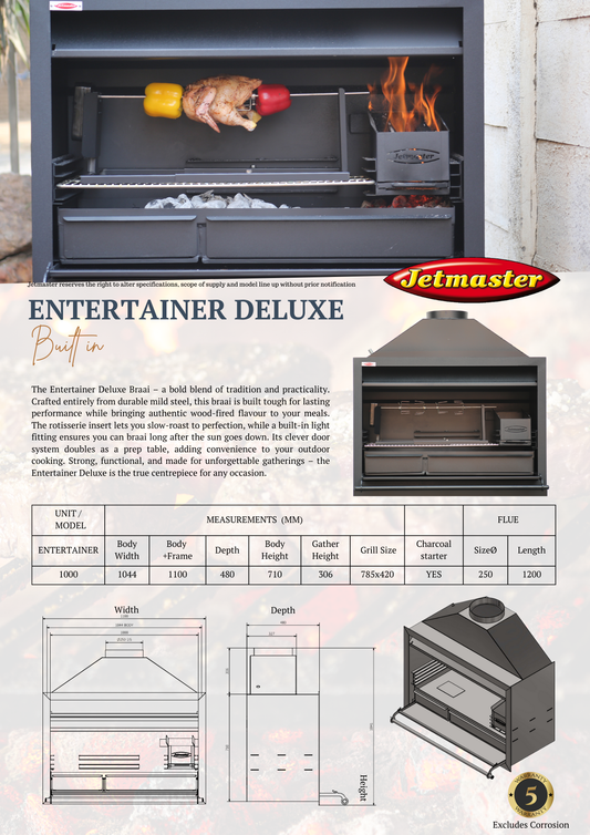 Jetmaster Entertainer 1000 Deluxe Built In Braai