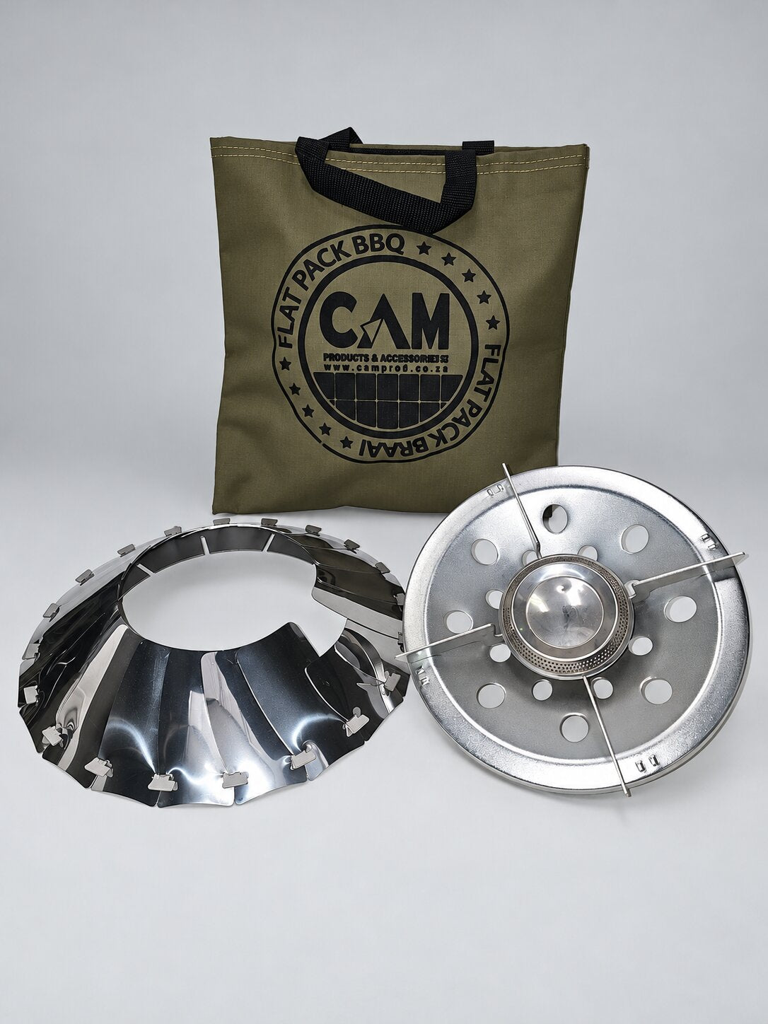 CAM gas wind protector, gas cooker top and ripstop carry bag combo