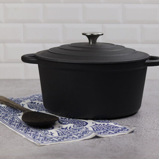 Round Enamel Coated Casserole Pot | POTRNDBLK26