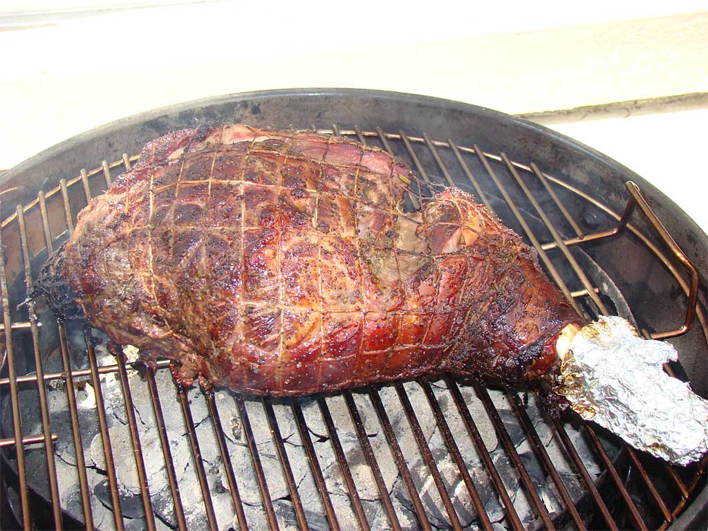 Barbecued Leg Of Lamb With Garlic & Rosemary (Weber Kettle or Gas)