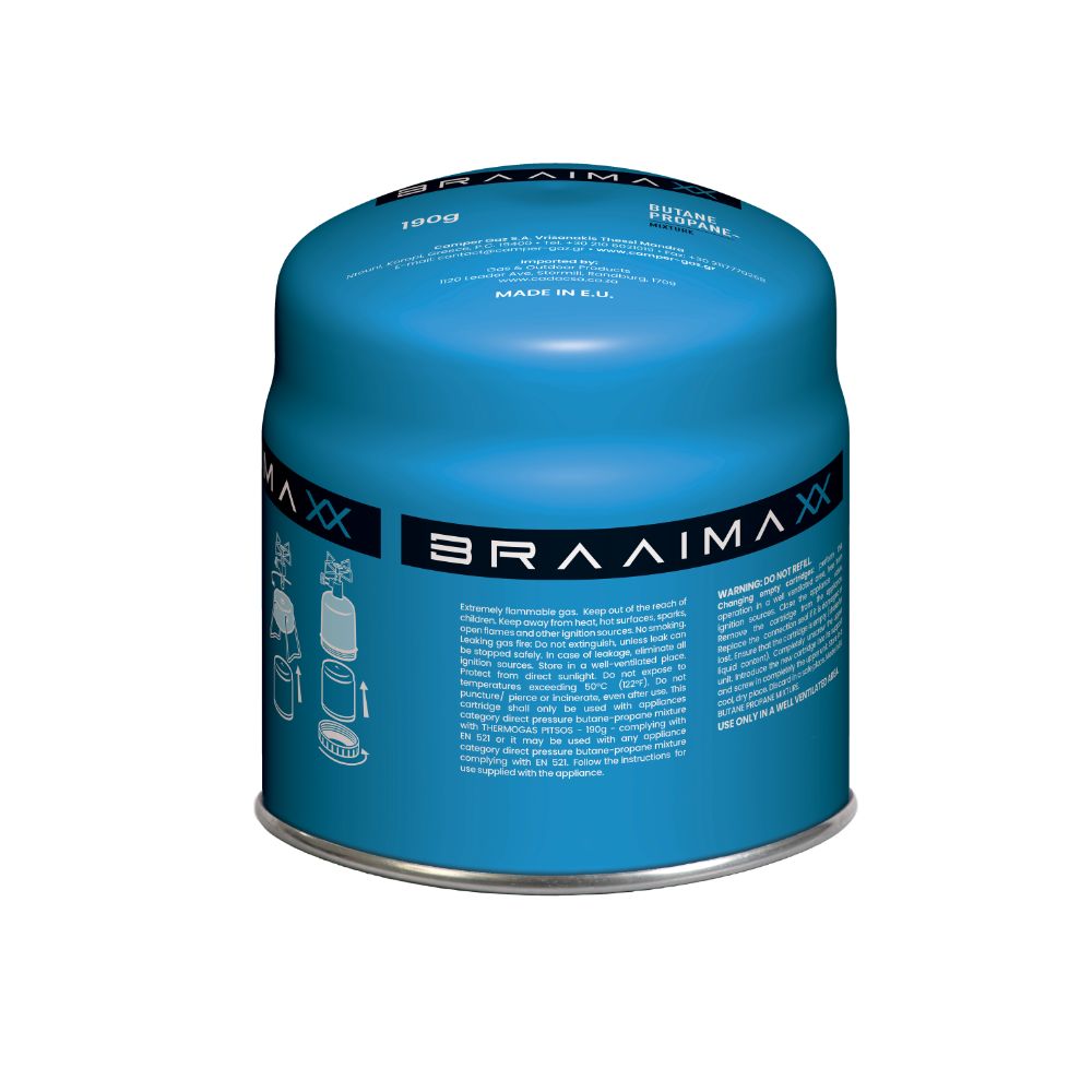 BraaiMaxx 190g Piercable Gas Cartridge | CA190N-B
