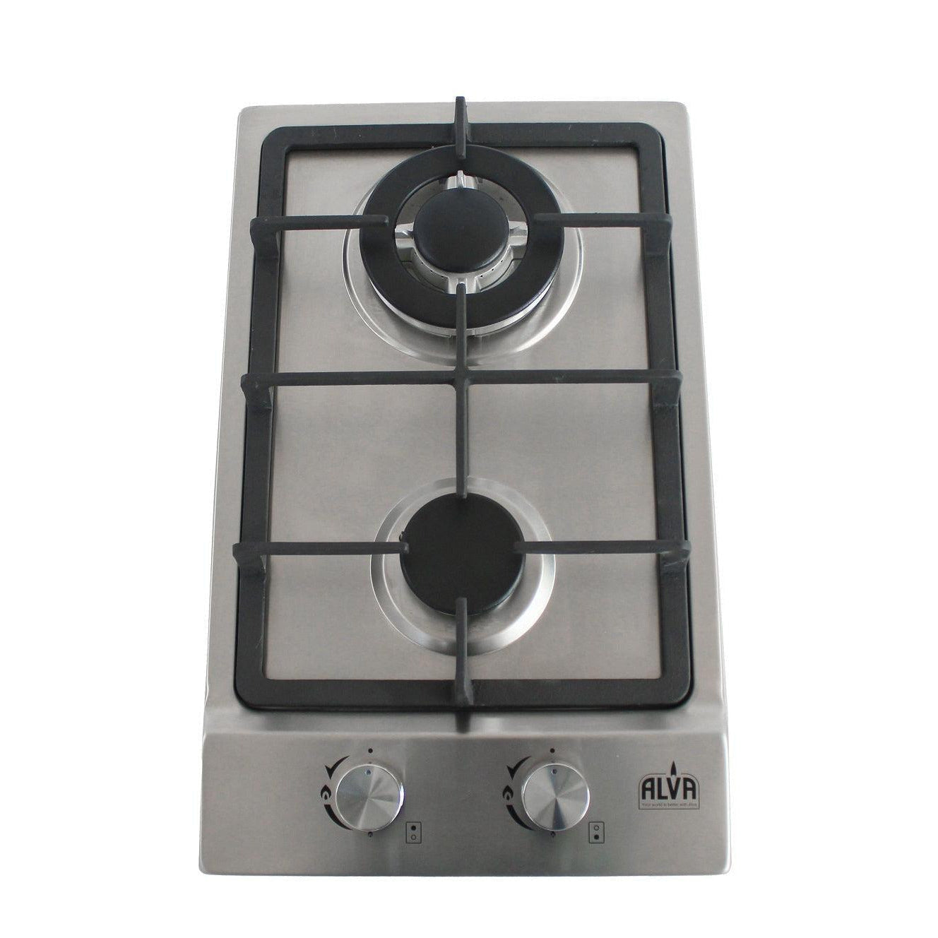 30 cm 2 burner gas hob - stainless steel