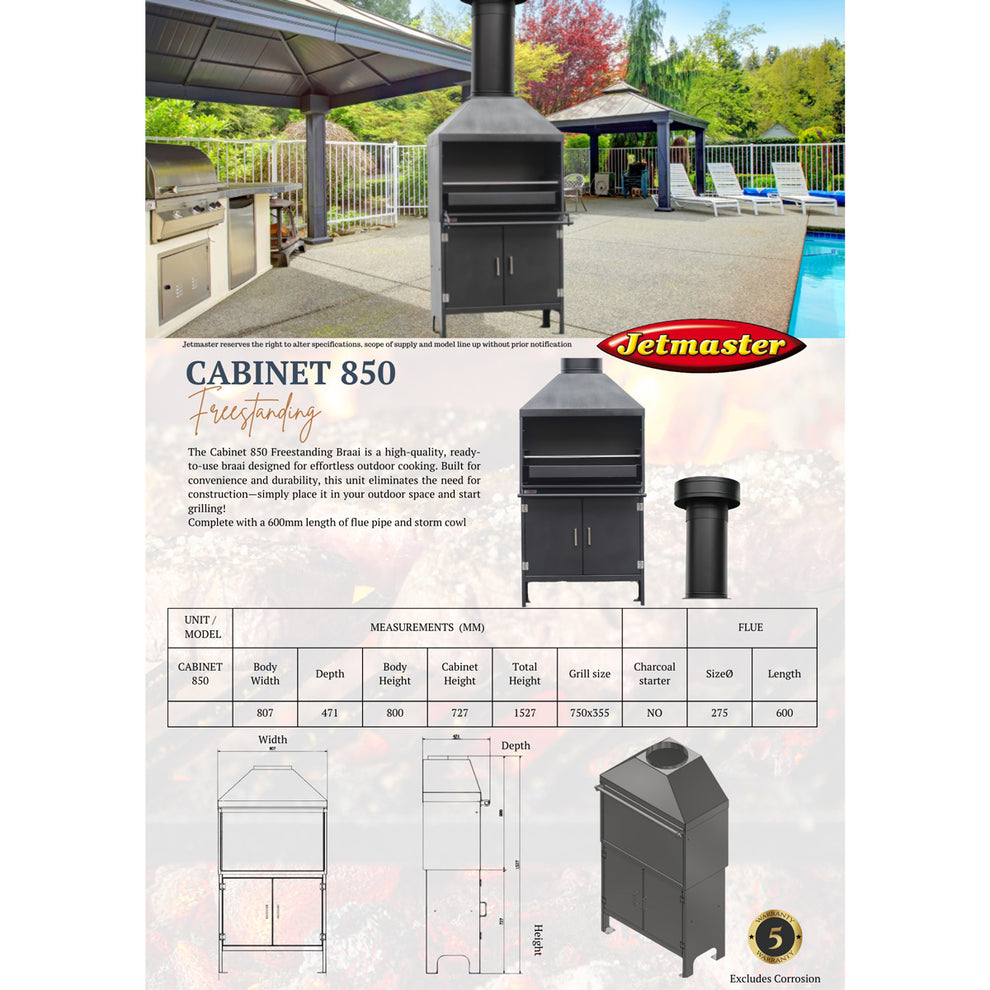 Jetmaster Cabinet 850 Freestanding | D3000102 – www.onlinebraaishop.co.za