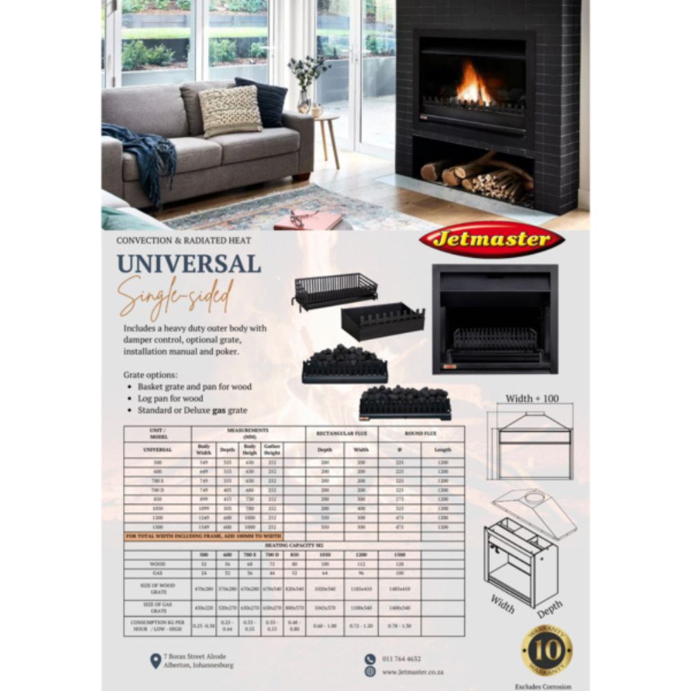 850 Professional Universal Fireplace 