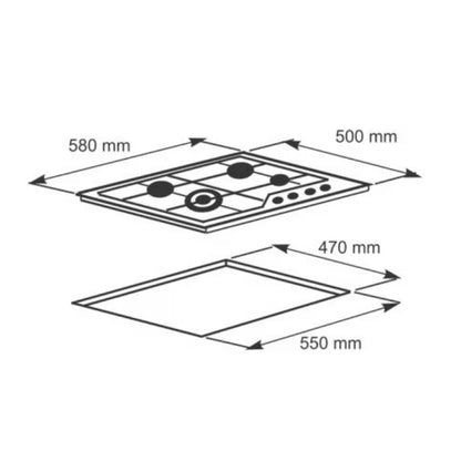 Alva 60cm 4-Burner Gas Hob - Glass Top | GDH100