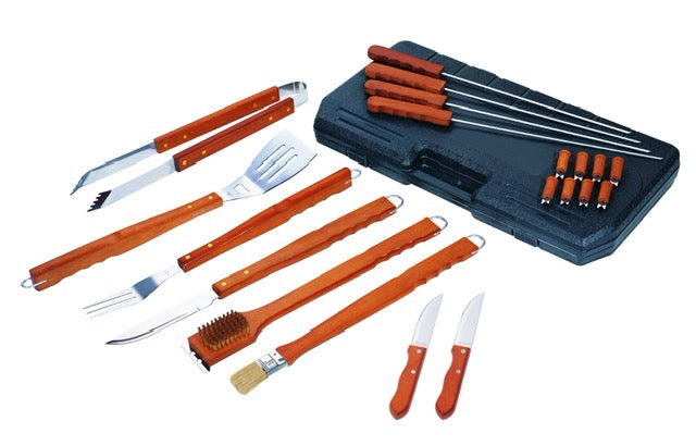 Alva Wood Handled Braai Tool Set Carry Case