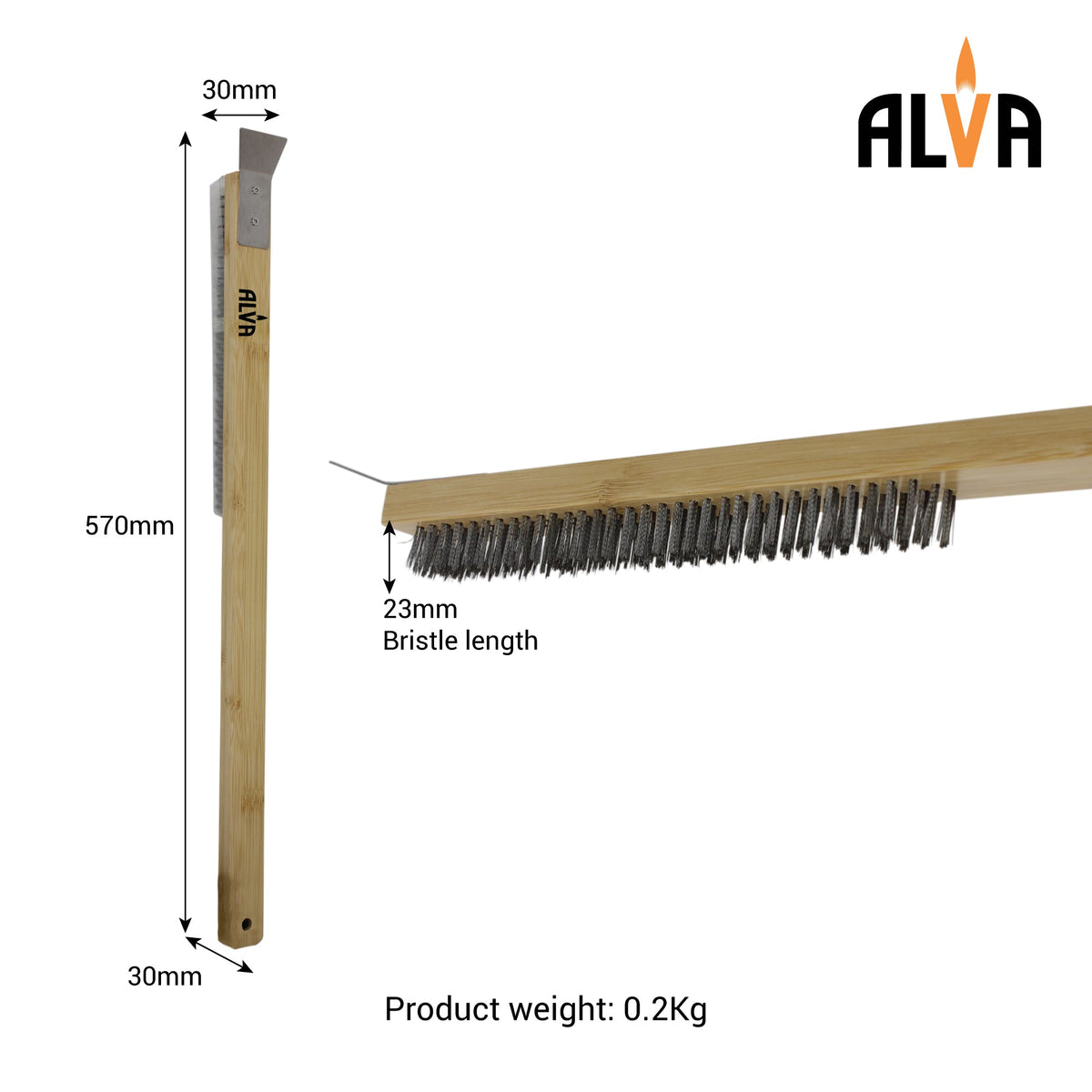 Alva pizza oven brush with scraper