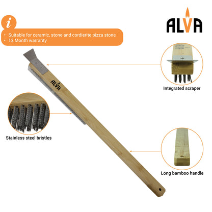 Alva pizza oven brush with scraper