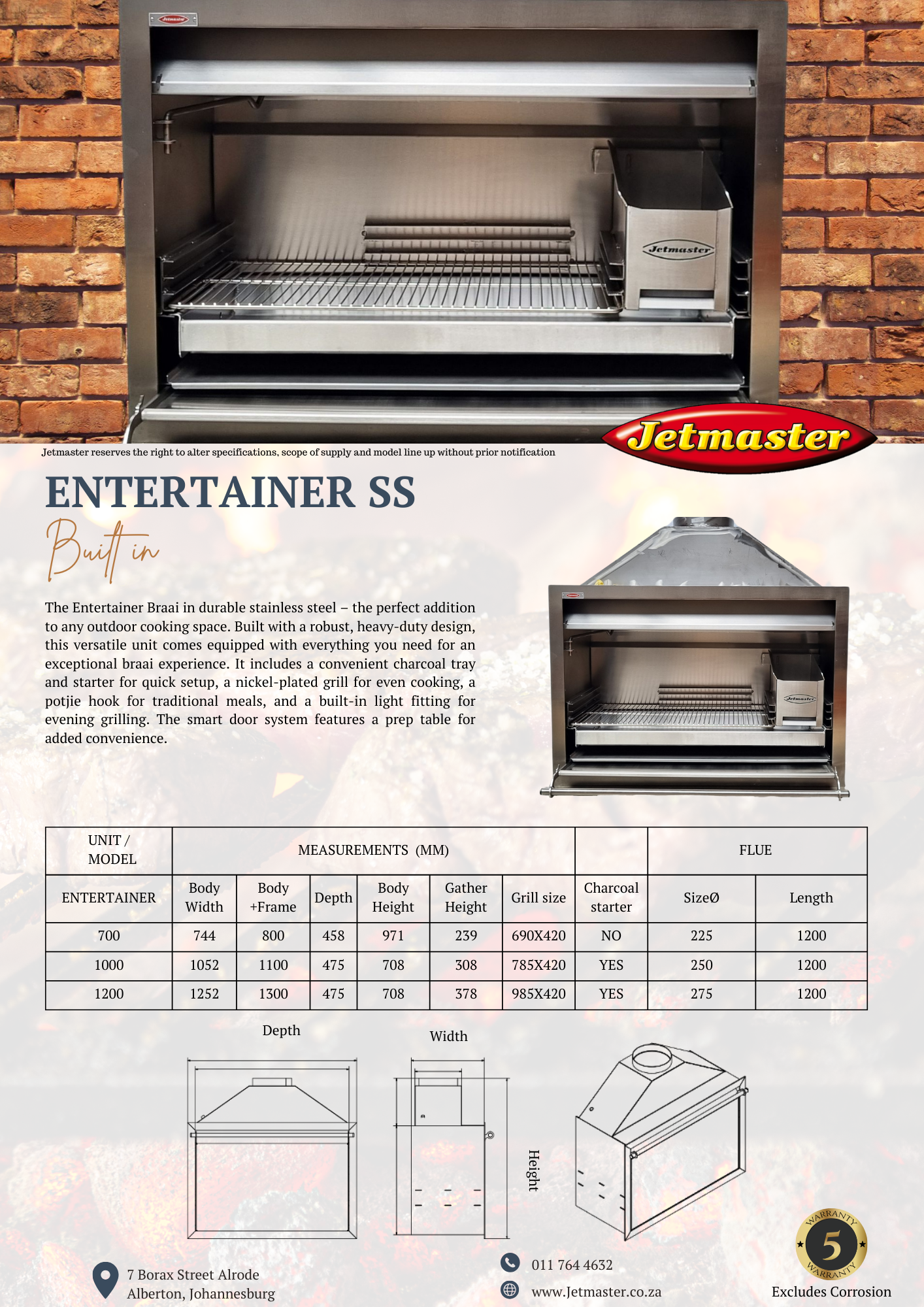 Jetmaster Entertainer 1000mm 304/430 Stainless Steel