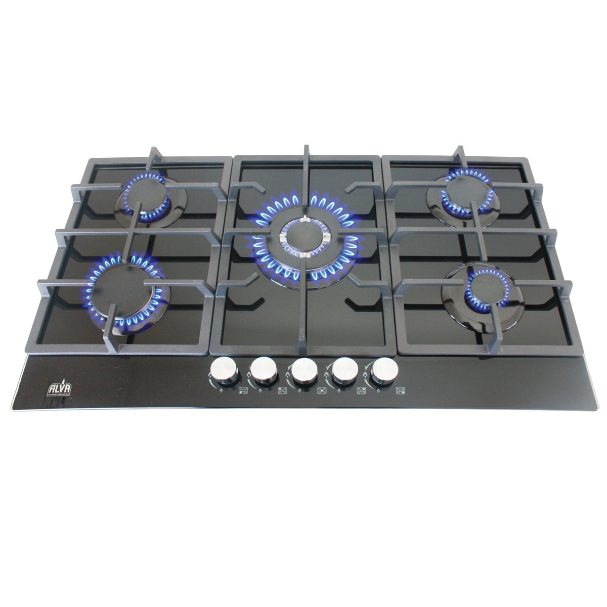 Alva 90cm 5-burner glass gas hob