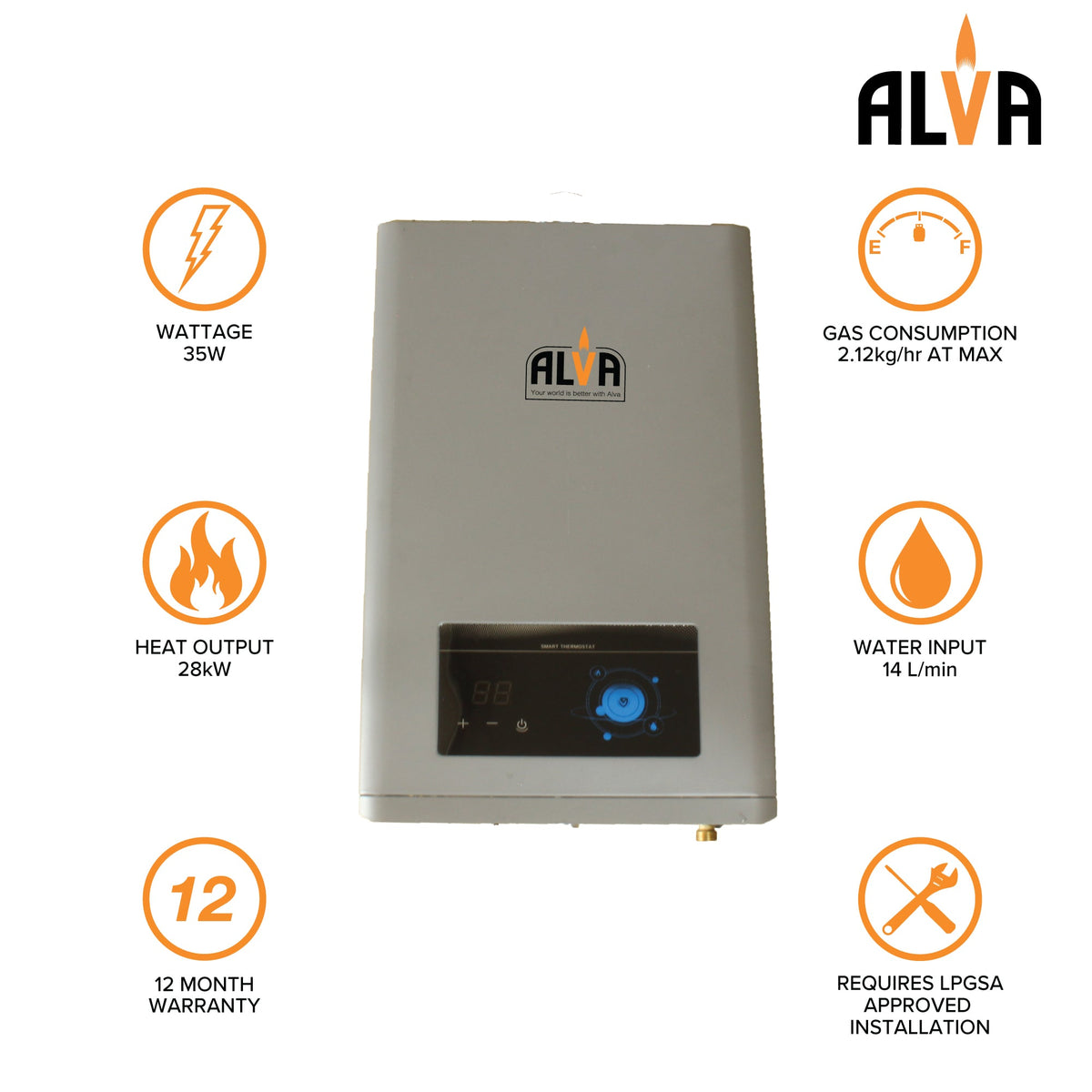 Alva 14L constant temperature gas geyser