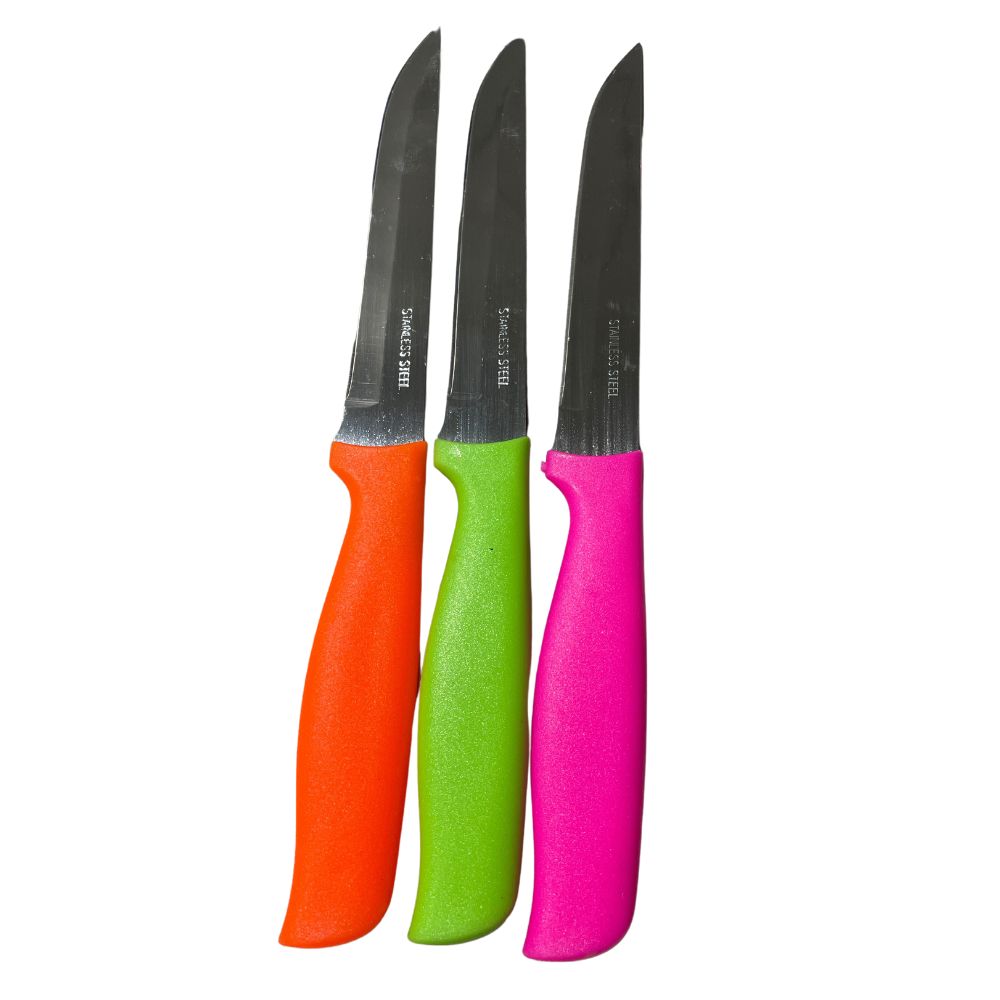 Hmedi Bright Orange Green and Pink Fruit Knife set