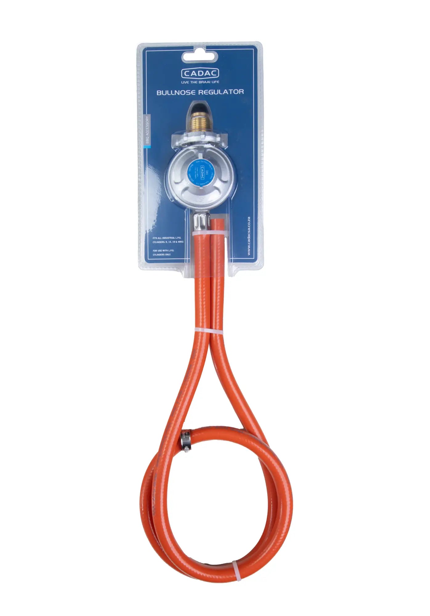 Cadac Bullnose Regulator With 1.2m Hose and 2 Clamps | SA5S-120BP