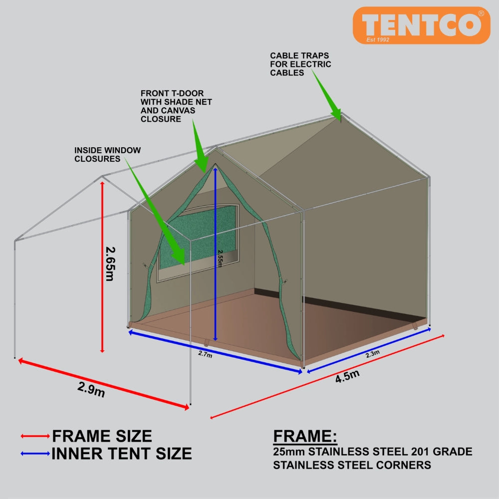 Tentco Junior Sahara Frame Tent interior