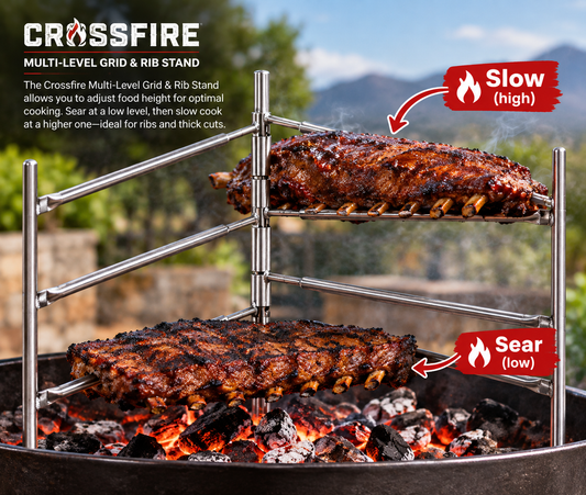 Crossfire Telescopic Multi-Level Grid &amp; Rib Stand - Vlekvrye staal