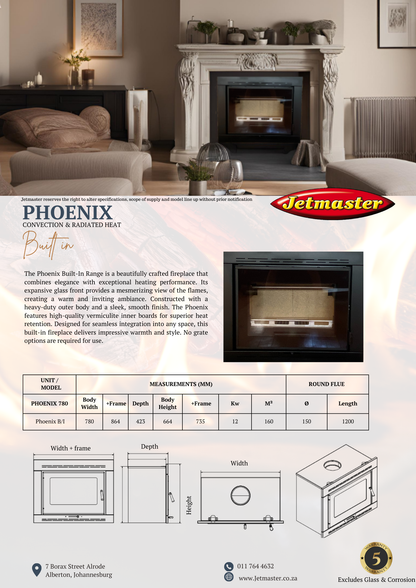 JetMaster Phoenix Built-In Fireplace (Ceramic Blanket Included)