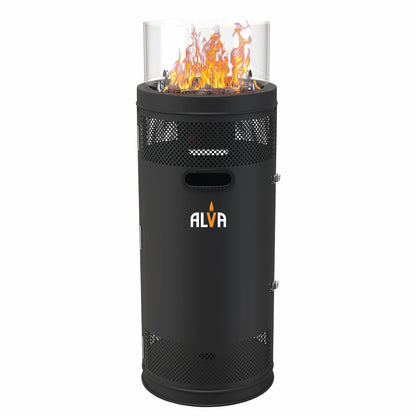 Alva Short Stand Firepit Gas Patio Heater With Lava Stones(10kW) | GHP38