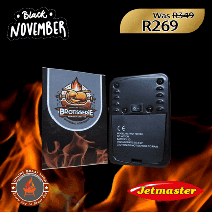 Brotisserie Powder Coated Rotisserie Motor – Heavy-Duty, Cordless & 3V Power Supply Compatible