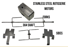 NTO Rotisserie Kit with Forks & Side Mountings & Free Bag - Stainless Steel