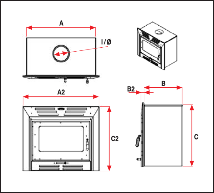 JetMaster Adhara Slow Combustion (12Kw/160m²) Stove Free-Standing/Built-In Fireplace