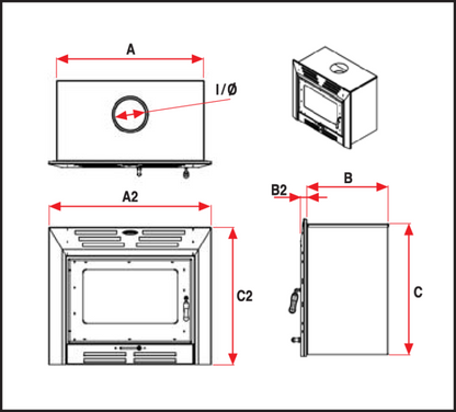 JetMaster Adhara Slow Combustion (12Kw/160m²) Stove Free-Standing/Built-In Fireplace