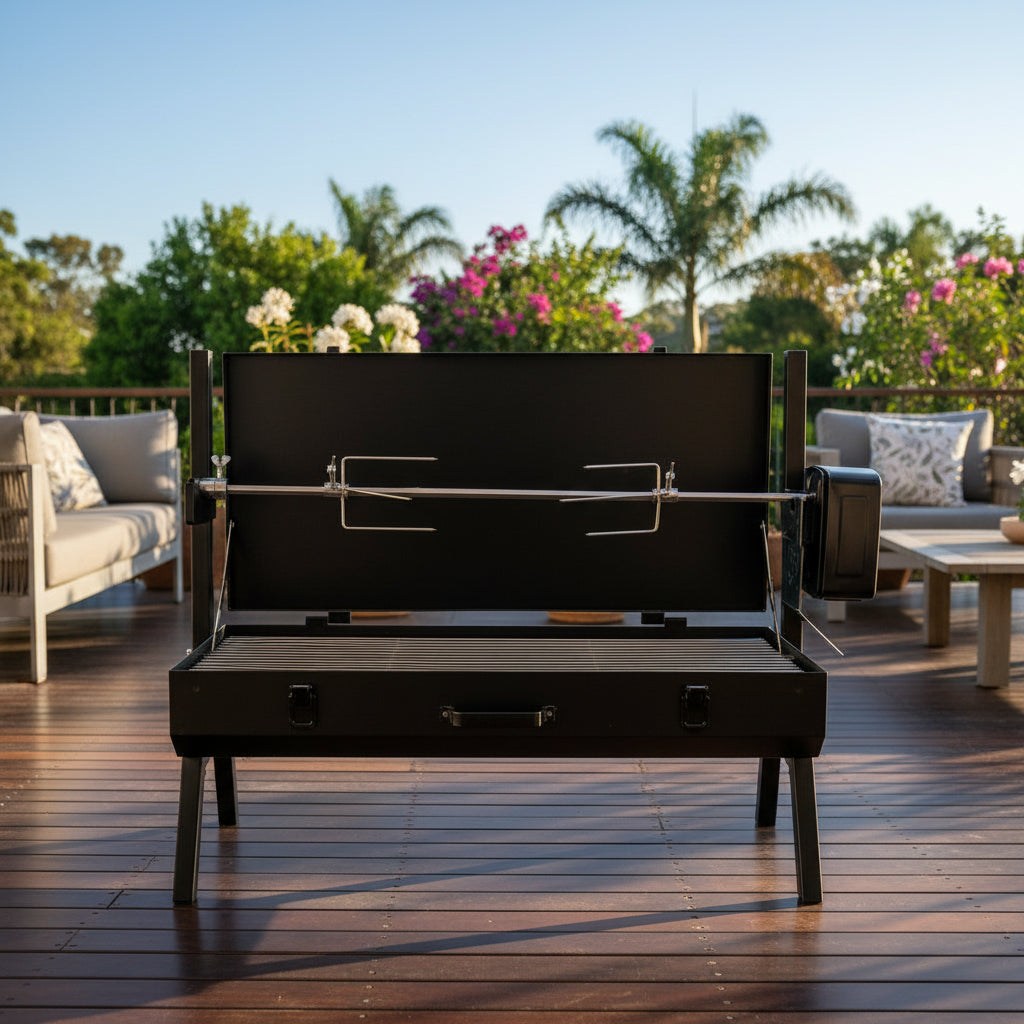 Charcoal Counter Top Spit Braai Mild Steel Black | Oryx-CCTSB-MildSteel
