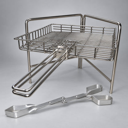 CAM 3-level braai stand with stainless steel hinged grid and aluminium tongs