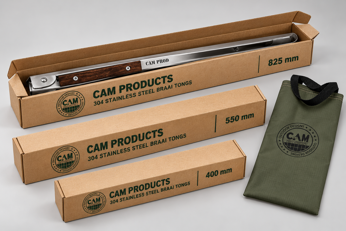 CAM braai tongs presentation boxes in three lengths