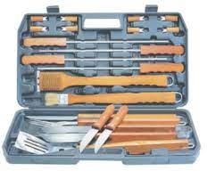 Alva 21PC Deluxe Wood Handled Braai Tool Set in Carry Case