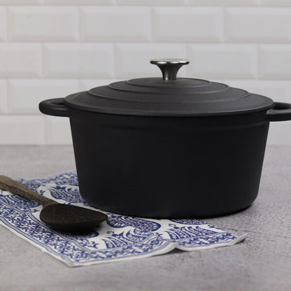 Round Enamel Coated Casserole Pot | POTRNDBLK26