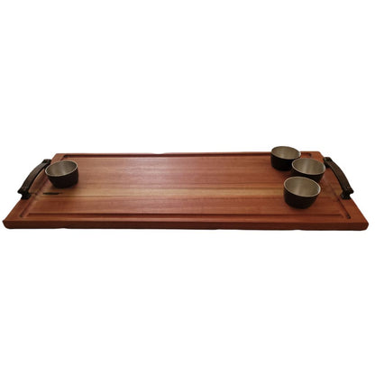 Iron Wood Cutting Board with Sauce Cups